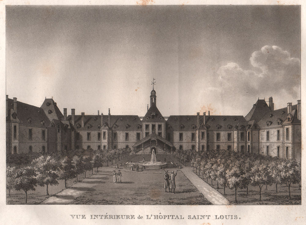 PARIS. Hôpital Saint Louis. Aquatint 1808 old antique vintage print picture